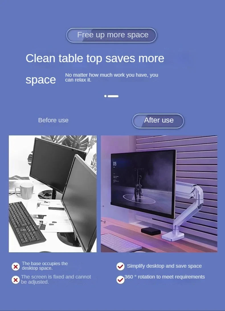 BEISHI Single Monitor Bracket for 13-32in adjustable Monitor holder Universal Computer screen load 2-9kg Gas SpringTV stand