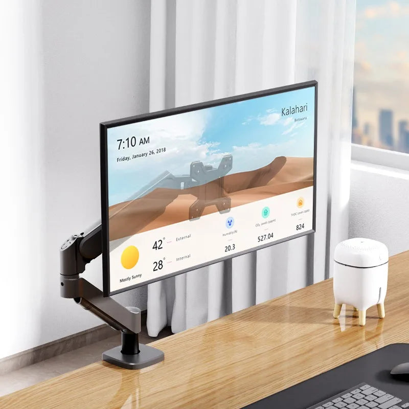 Hot Sale Computer Desk Monitor Mounting Bracket Height Adjustable 13 "-32" Screen Stock Aluminum Mono Gas Spring Monitor Arm