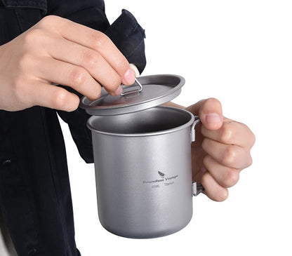 Boundless Voyage Camping Titanium Cup Mug Outdoor Tourist Picnic Cooking Hanging Pot Tableware Hiking Kitchen Equipment Cookware
