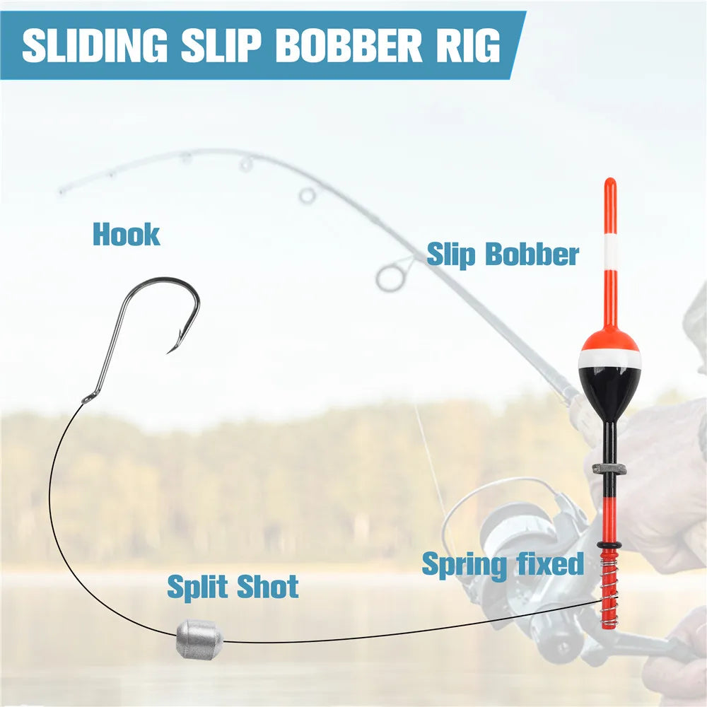 10Pcs Fishing Floats and Bobbers Balsa Wooden Spring Slip Floating Bobber for Crappie Panfish Walleyes Fixed Bobbers