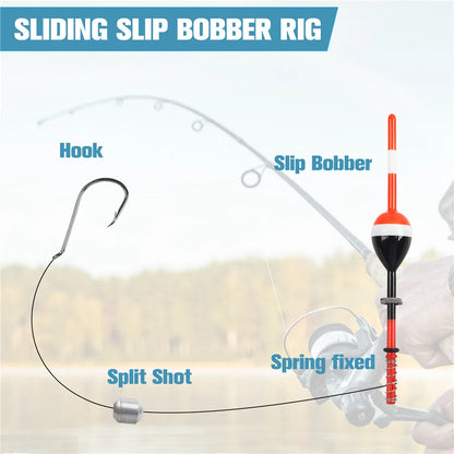10Pcs Fishing Floats and Bobbers Balsa Wooden Spring Slip Floating Bobber for Crappie Panfish Walleyes Fixed Bobbers