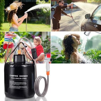 Portable Camping Shower with 20L Solar Heating Bag Rechargeable Electric Pump For Watering Flowers Hiking Beach Dog Washing