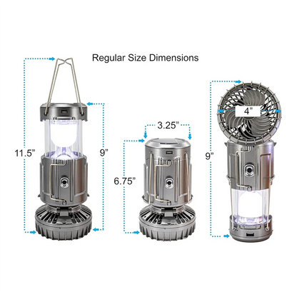 XSXS-6 In 1 Camping Fan 2 In 1 Hanging Fan With Led Lantern Solar Powered Fan Portable Rechargeable Gold