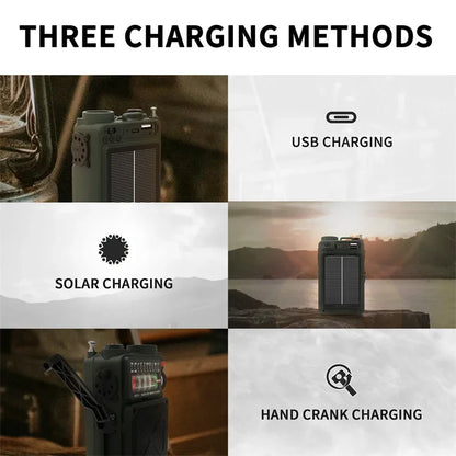 R11 Solar Hand Generator Radio Card Speaker Outdoor Emergency Disaster Prevention Survival Equipment with SOS Alarm Flashlight
