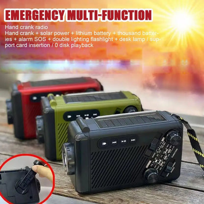 Emergency Solar Crank Radio AM FM SW Weather Alert 1200mAh Power Bank LED Flashlight SOS Alarm for Outdoor Survival Camping