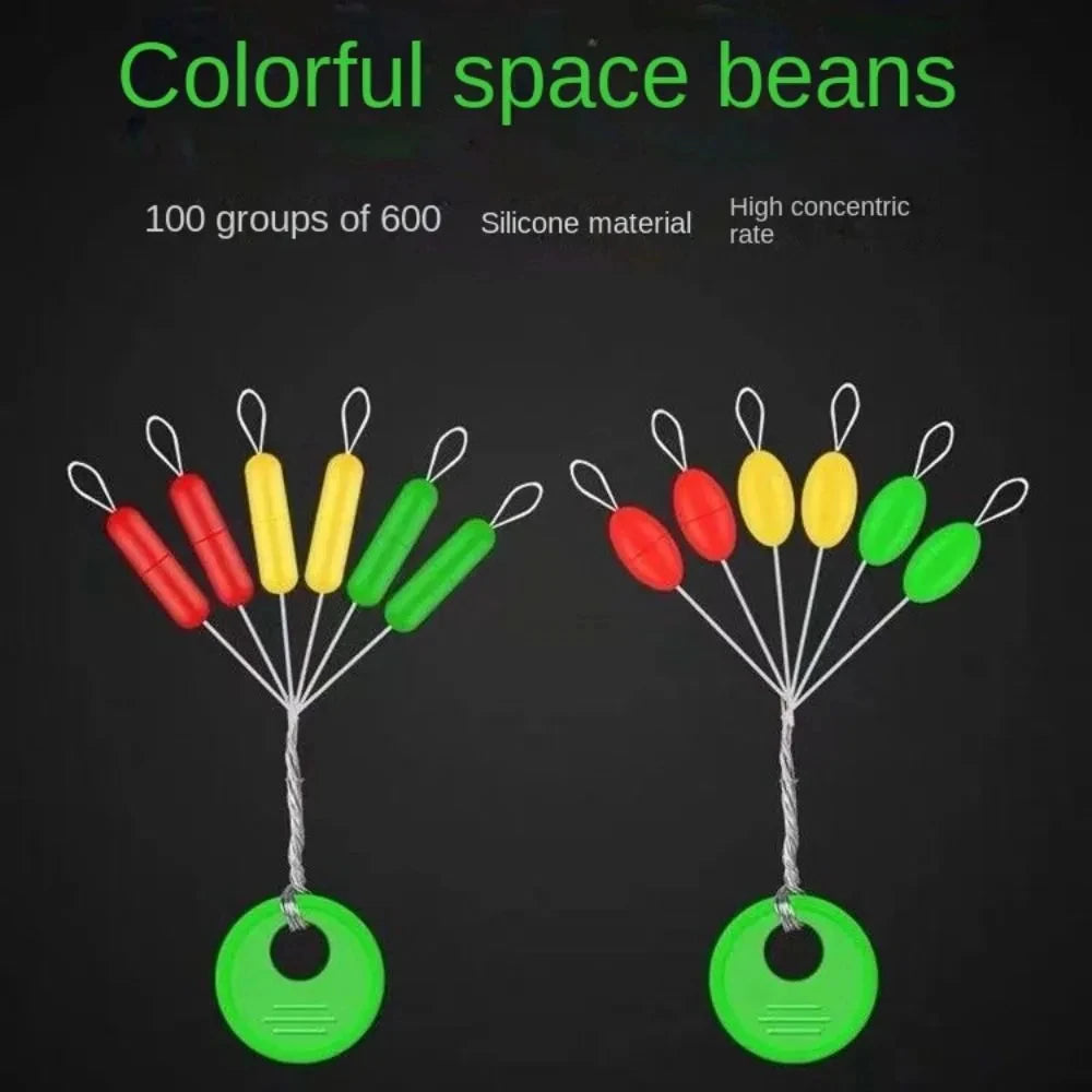 600pcs 100 Groups Float Rubber Stopper Fishing Bobber Stopper Float Oval Bean Space Fishing Line Tackle Accessories