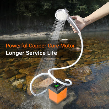 Outdoor Electric Shower Portable Shower Pump USB Rechargeable Waterproof Sprinkler Shower Head for Camping Travel Pet Watering