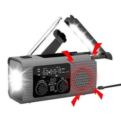 Portable Solar Radio Flashlight Hand Crank Weather Radio AM/FM/NOAA Radio Crank 3 Way Charging Survival For Camping