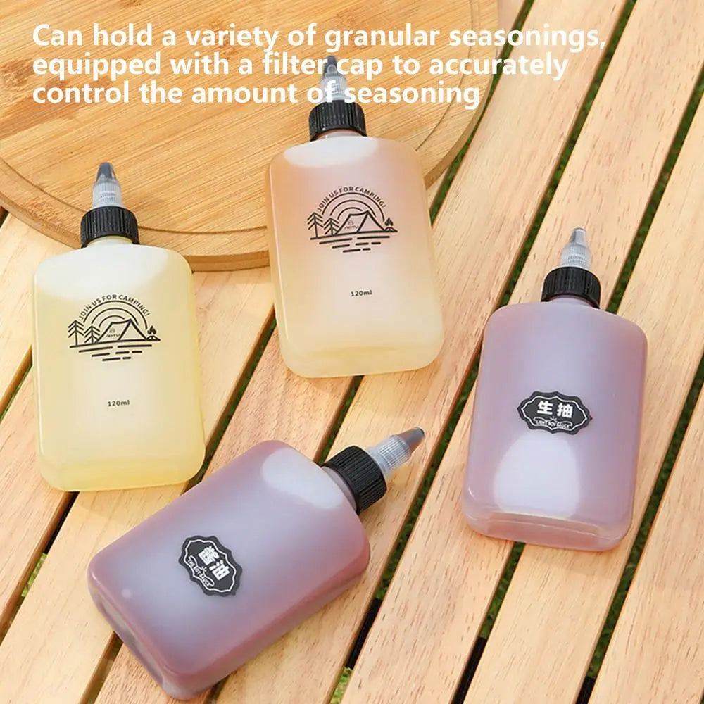 Outdoor Camping Oil Dispenser Bottle 120ml Leakproof Vinegar Jar Squeeze Bottle with Twist Top Cap HDPE for Cooking Grilling