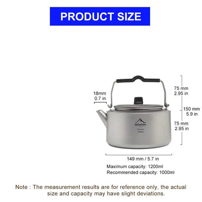 Ultralight Titanium Camping Kettle Outdoor Tea & Coffee Pot Grey-1