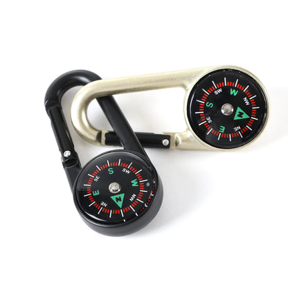 2-in-1 Metal Keychain with Compass, Carabiner, Multifunctional Outdoor Survival Gear for Hiking, Camping, Emergency