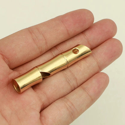 Brass Bamboo Whistle Pure Copper Metal Whistle Outdoor Survival EDC Whistle Stall Artifact Pendant Decoration Survivalist Gear