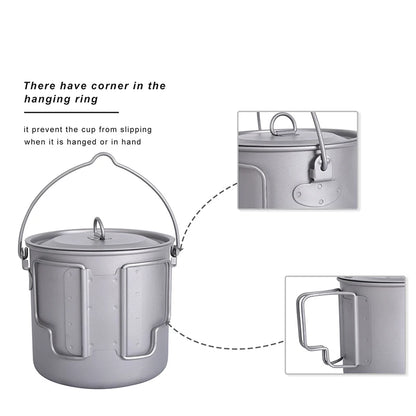 Boundless Voyage Camping Titanium Cup Mug Outdoor Tourist Picnic Cooking Hanging Pot Tableware Hiking Kitchen Equipment Cookware