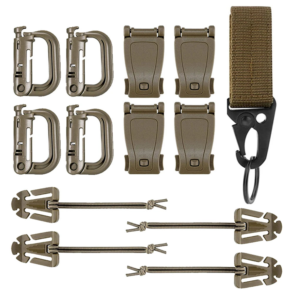 32/13PCS Molle Accessory Kit Outdoor Tactical Backpack Vest Waistband Locking Gear Mesh Support Elastic Buckle Hunting accessory