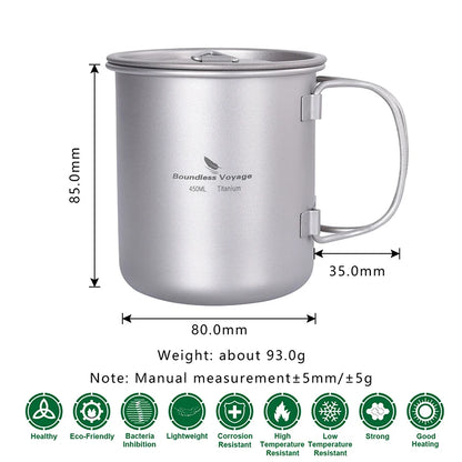 Boundless Voyage Camping Titanium Cup Mug Outdoor Tourist Picnic Cooking Hanging Pot Tableware Hiking Kitchen Equipment Cookware