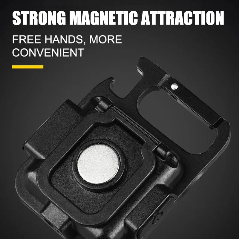 LED Flashlight Super Bright 1000LM Folding Bracket Bottle Opener Keychain USB Rechargeable Waterproof Light Outdoor Camping Tool