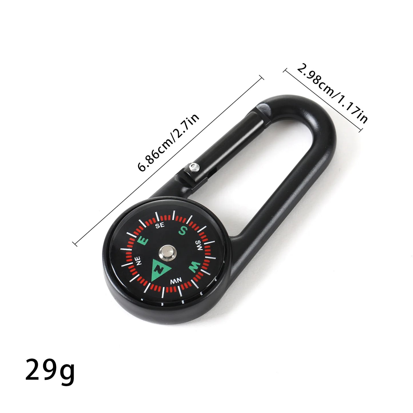 2-in-1 Metal Keychain with Compass, Carabiner, Multifunctional Outdoor Survival Gear for Hiking, Camping, Emergency