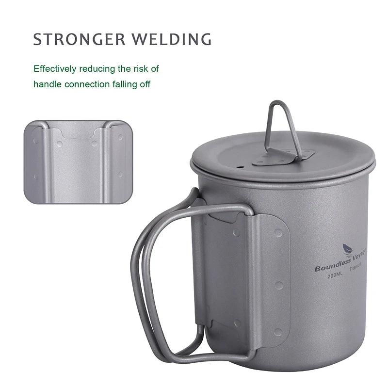 Boundless Voyage Camping Titanium Cup Mug Outdoor Tourist Picnic Cooking Hanging Pot Tableware Hiking Kitchen Equipment Cookware