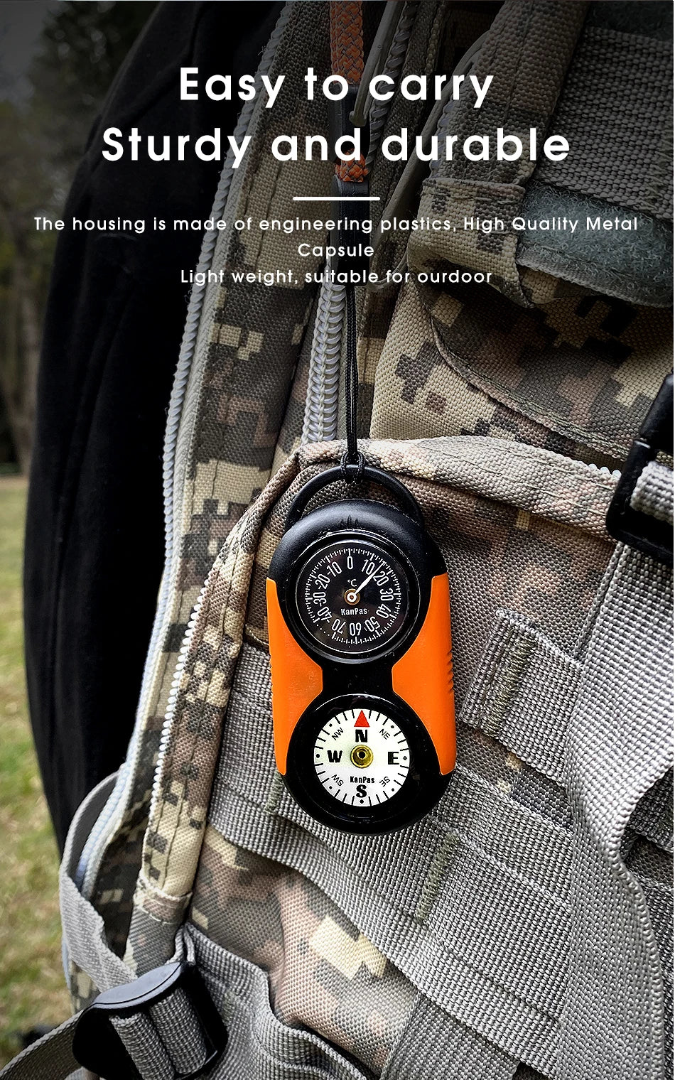 KANPAS Thermometer Compass Kit /Quality Thermohygrometer Kit / for Outdoor, Camping,Hiking,Trekking,hunting,LiveSaving,Survival