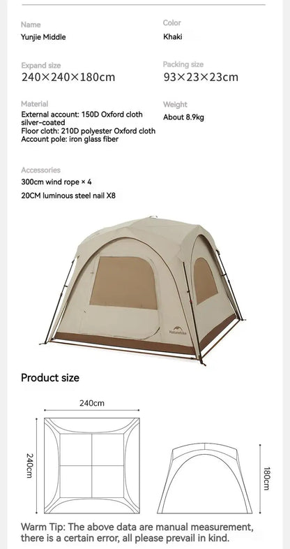 Naturehike Cloud World Awning 4 Persons Tarp Shelter Canopy 10㎡ Camping Large Shade Titanium Vinyl Black UPF50+ Waterproof Tent