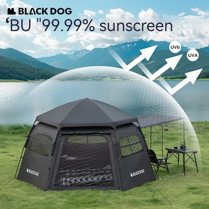Naturehike Blackdog One-touch Tent Outdoor Automatic Tent Camping Dome Hexagonal Black Coated Quick Open Waterproof Shelter 150D