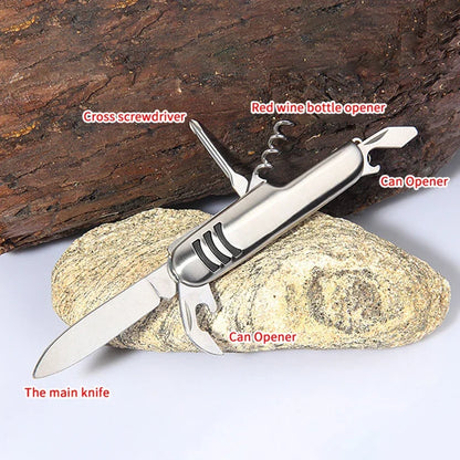 1 Piece Multifunctional Folding Stainless Steel Knife Swiss Army Knife Camping Knife Fruit Knife Barbecue Universal Knife