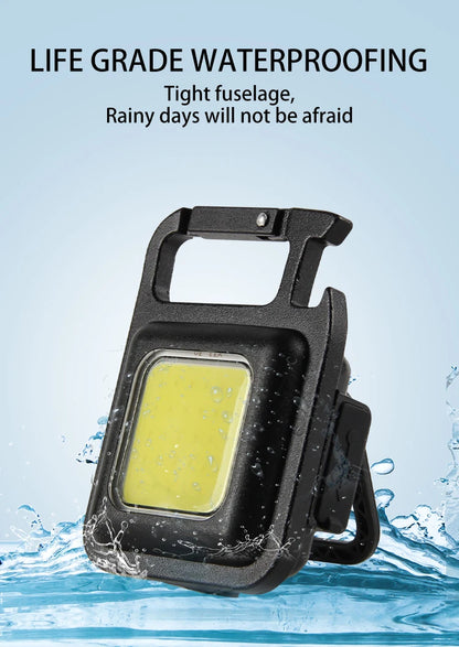 LED Flashlight Super Bright 1000LM Folding Bracket Bottle Opener Keychain USB Rechargeable Waterproof Light Outdoor Camping Tool