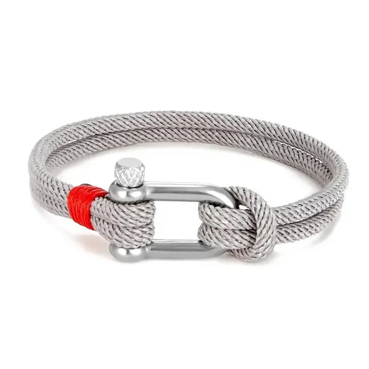 1pc Men's Black Titanium Steel U Shape Survival Bracelet 21cm Outdoor Camping Rescue Emergency Shackle Rope Bracelet for Men