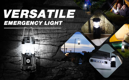 4Pack Solar Camping Lantern,Collapsible LED Solar USB Rechargeable Flashlight Emergency Hanging Lights for Camping Power Outages