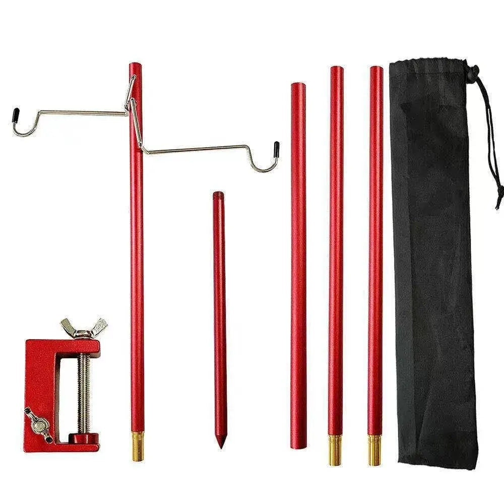 WESTTUNE 4-Section Camping Lantern Stand Aluminum Alloy Detachable Lamp Pole Portable Outdoor Light Holder Folding Lamp Hanger