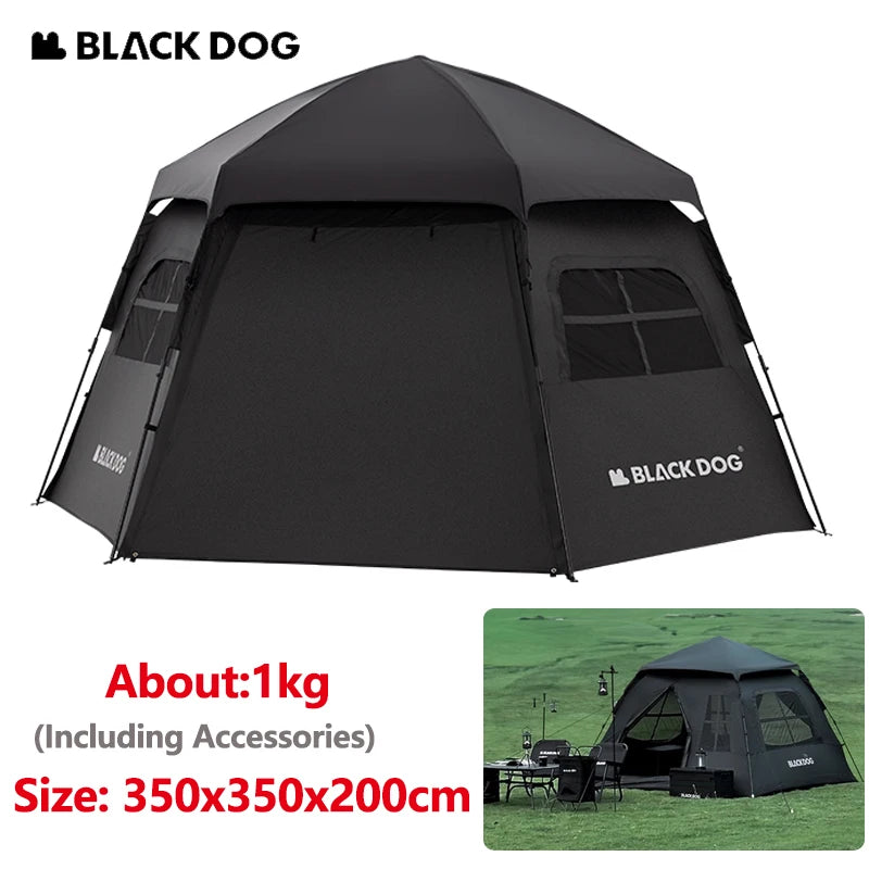 Naturehike Blackdog One-touch Tent Outdoor Automatic Tent Camping Dome Hexagonal Black Coated Quick Open Waterproof Shelter 150D