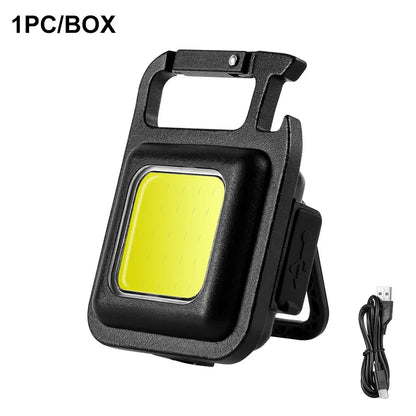 LED Flashlight Super Bright 1000LM Folding Bracket Bottle Opener Keychain USB Rechargeable Waterproof Light Outdoor Camping Tool