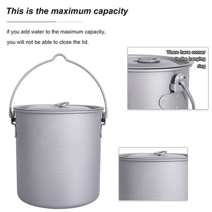 Boundless Voyage Camping Titanium Cup Mug Outdoor Tourist Picnic Cooking Hanging Pot Tableware Hiking Kitchen Equipment Cookware