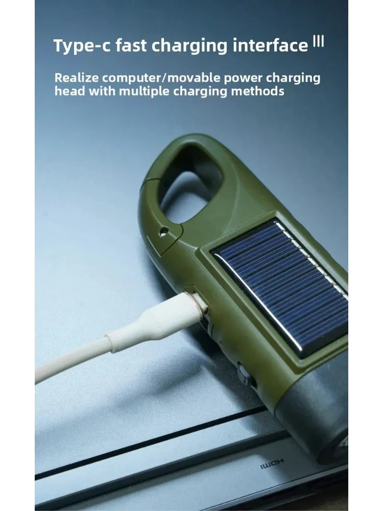 Solar Powered LED Flashlights USB Charging Flashlight Survival Gear for Outdoor Camping Hiking Emergency Torch Light