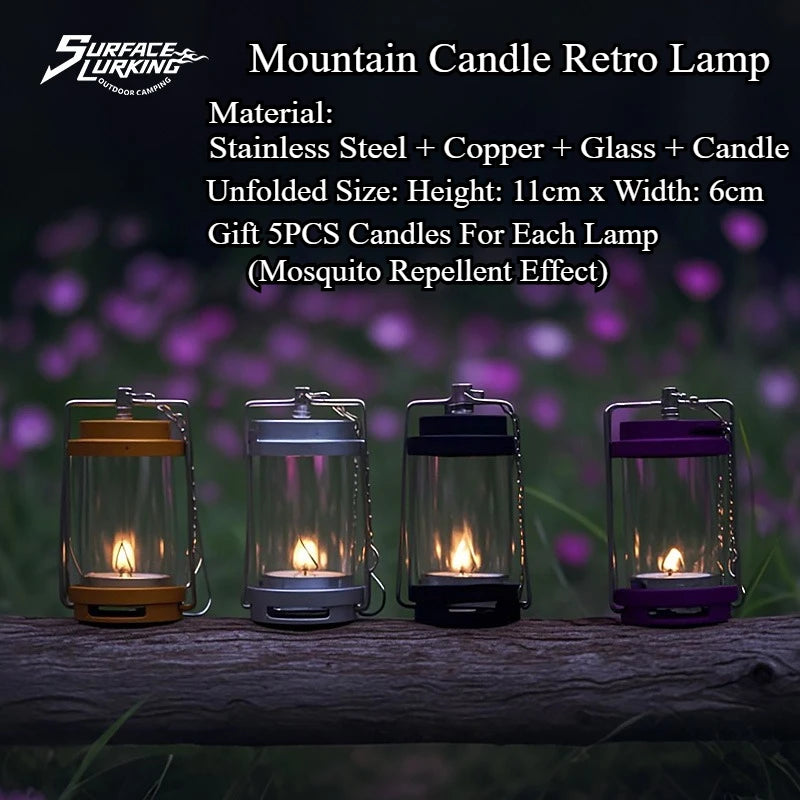 MOUNTAINHIKER GOPEAK Outdoor Candle Light Set Picnic Camping Retro Decorate Ambience Light Creative Desktop Bedside Candle Light