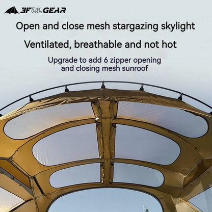 3FUL GEAR 2.0 Beetle 16 Dome Tent 70D Nylon Spherical Tent Breathable Large Space Tunnel Tent With Chimney Mouth Camping Hiking