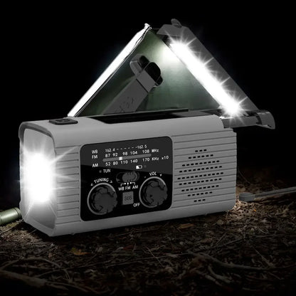 Portable Solar Radio Flashlight Hand Crank Weather Radio AM/FM/NOAA Radio Crank 3 Way Charging Survival For Camping