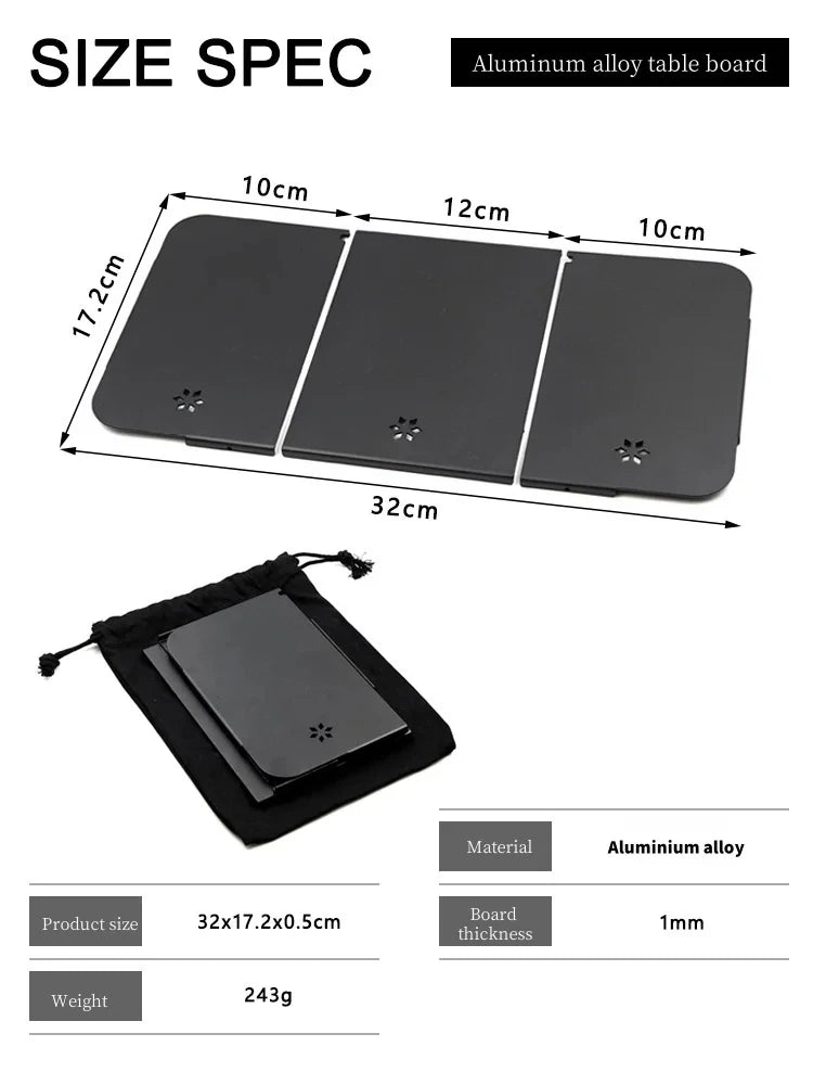 Folding Table Top Aluminum Alloy Table Board Plate Mini Shelf Table Board Felt Lining For Stanley Lunch Box 9.4L Camping Gear