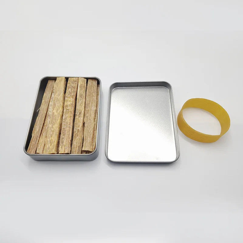 1PCS  Pine Wood Survival Fire Starter Kit with Iron Box - Camping Emergency Ignition Aid  Outdoor for Wilderness Backpacking