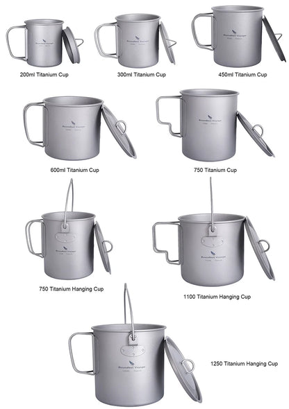 Boundless Voyage Camping Titanium Cup Mug Outdoor Tourist Picnic Cooking Hanging Pot Tableware Hiking Kitchen Equipment Cookware