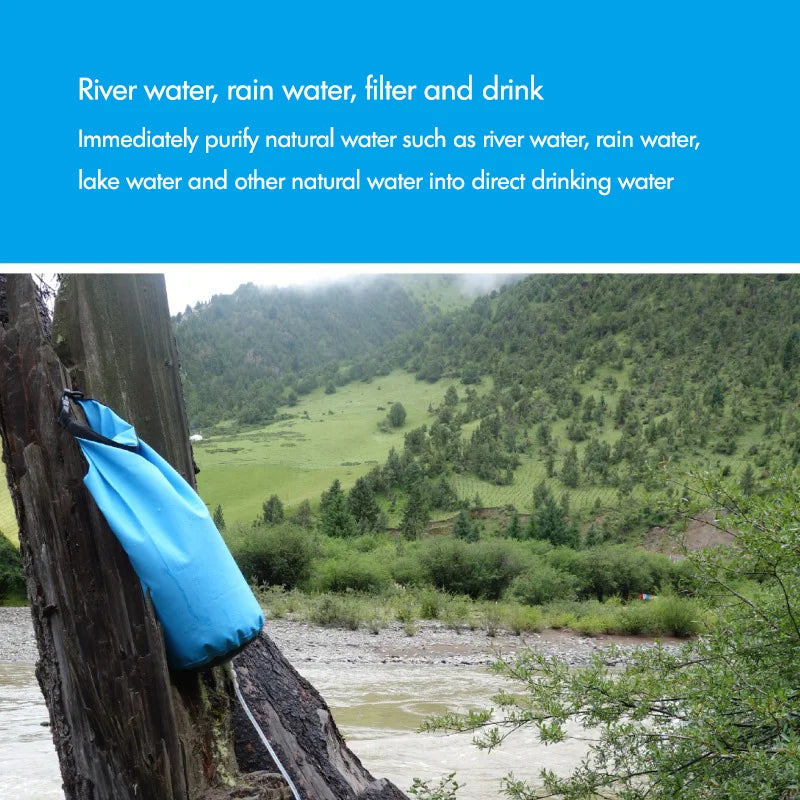 Gravity Water Purifier, Bag Emergency Disaster Relief Outdoor Portable Filter Water Purifier Field Camping Equipment Gravity