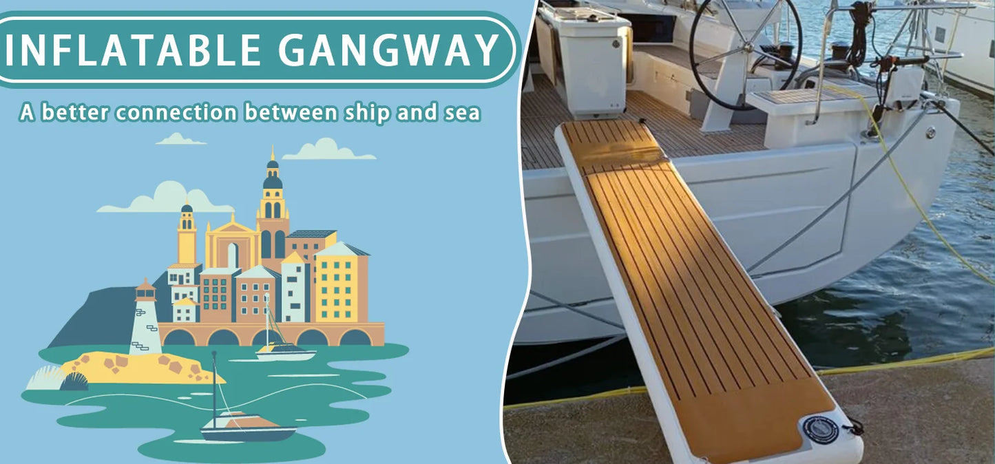 Floating Dock with Carry Bag, Inflatable Platform, Gangway for Lake Sea Water Boat, Floats for Island