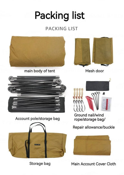 3FUL GEAR 2.0 Beetle 16 Dome Tent 70D Nylon Spherical Tent Breathable Large Space Tunnel Tent With Chimney Mouth Camping Hiking