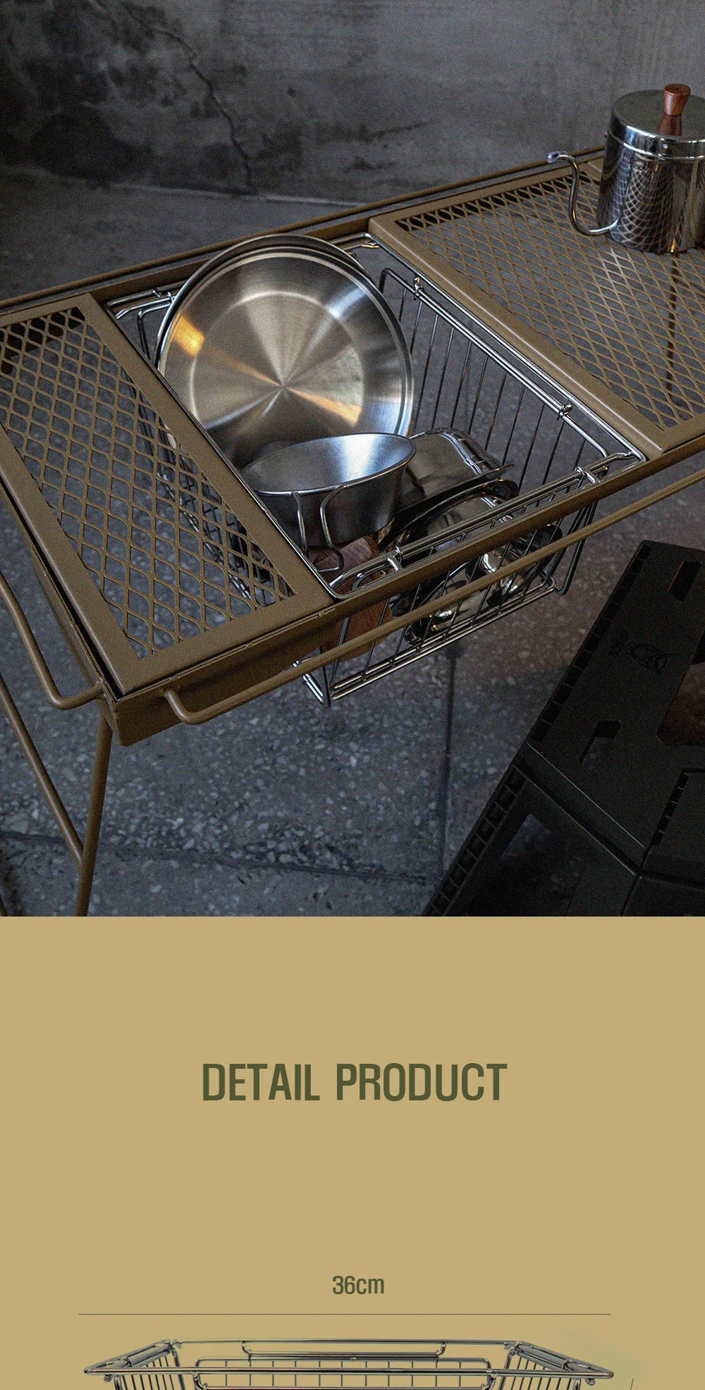 ARBOR FOLDING STAINLESS BASKET WILD CAMPING OUTDOOR