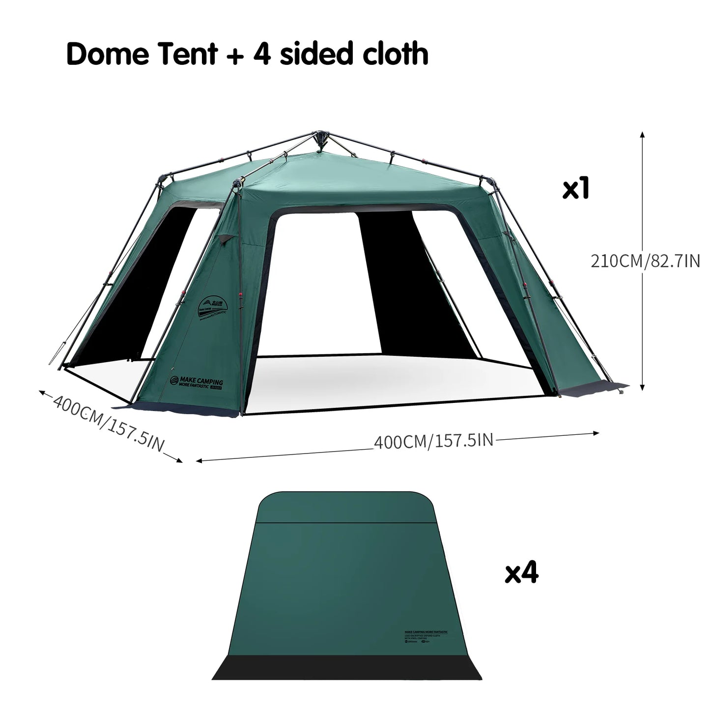 BISINNA 6-8 Persons One-touch Dome Tent Vinyl Coated Canopy Waterpoof Sunshade Shelter for Family Camping Travel Outdoors