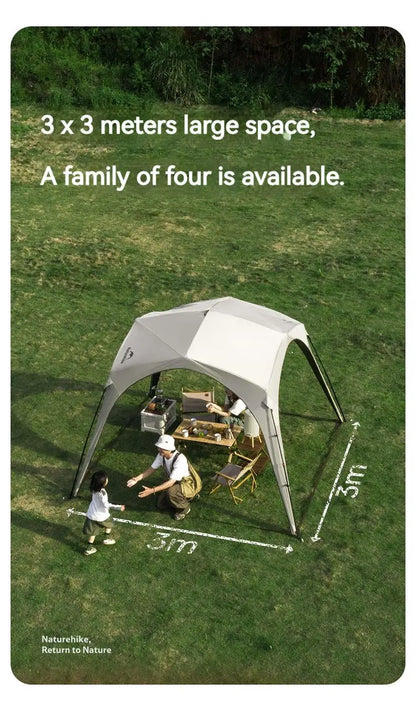 Naturehike Cloud World Awning 4 Persons Tarp Shelter Canopy 10㎡ Camping Large Shade Titanium Vinyl Black UPF50+ Waterproof Tent
