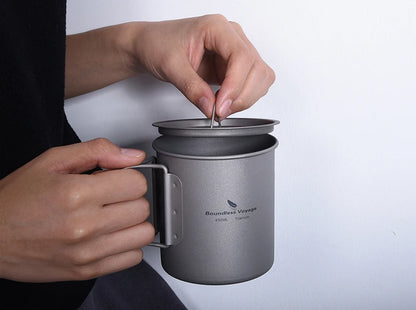 Boundless Voyage Camping Titanium Cup Mug Outdoor Tourist Picnic Cooking Hanging Pot Tableware Hiking Kitchen Equipment Cookware