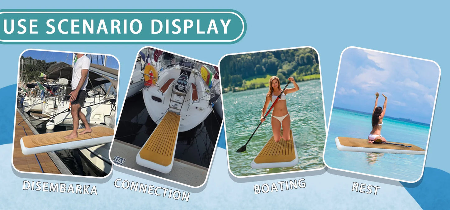 Floating Dock with Carry Bag, Inflatable Platform, Gangway for Lake Sea Water Boat, Floats for Island