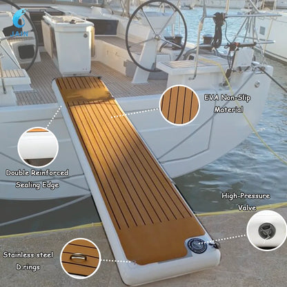 Floating Dock with Carry Bag, Inflatable Platform, Gangway for Lake Sea Water Boat, Floats for Island