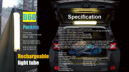 Portable Air Tube Light Foldable LED Soft Light Inflatable USB Solar Charging Waterproof Outdoor Photography Camping Lighting